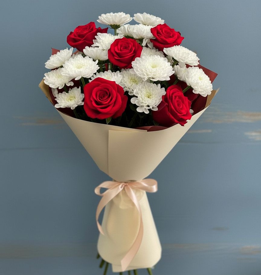 Букет цветов из: Розы и Хризантемы в Милославском