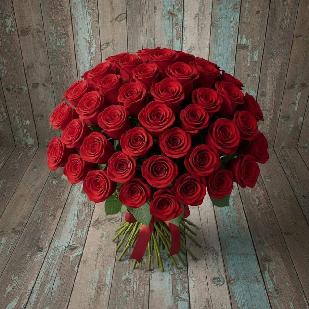 Букет 55 Красных роз Фридом в Милославском