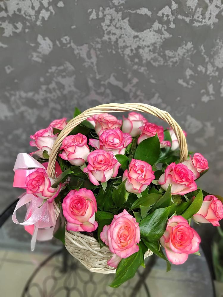Цветочная композиция из Розы в корзине в Милославском