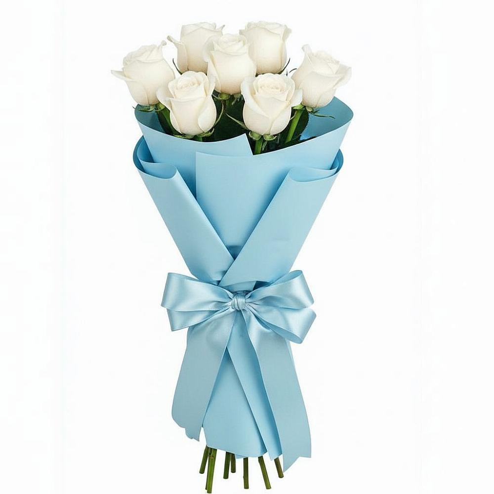 Букет 7 белых роз Проуд в Милославском