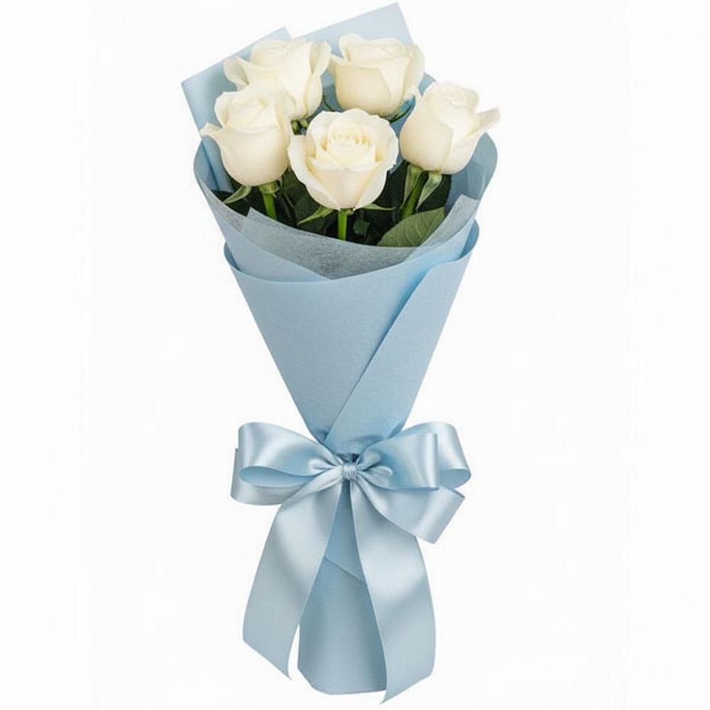 Букет 5 Белых роз Проуд в Милославском