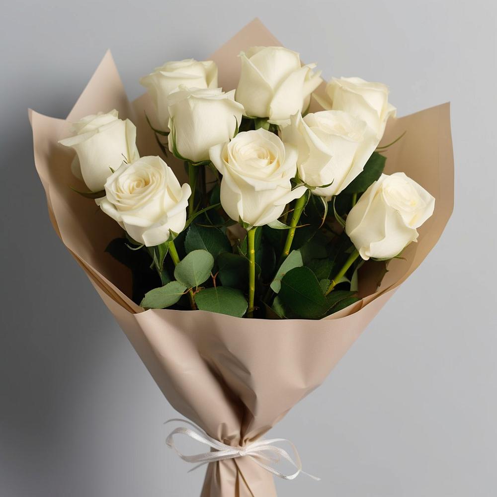 Букет 9 Белых роз Эдлесс Лав в Милославском