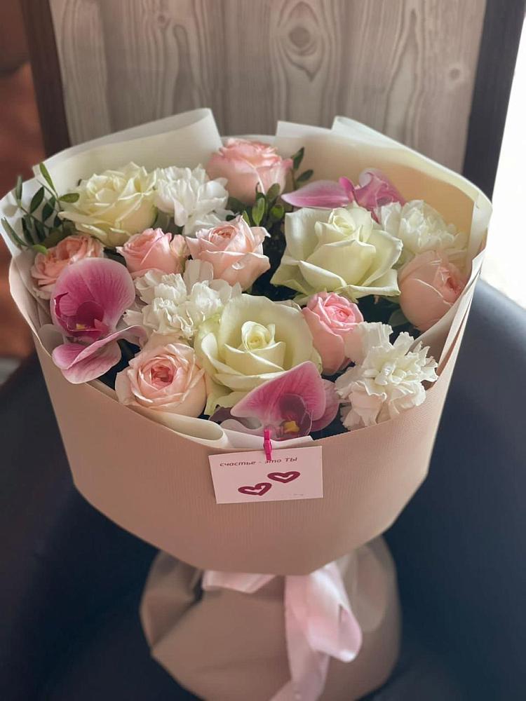 Букет цветов из: Орхидеи, Розы и Гвоздики в Милославском