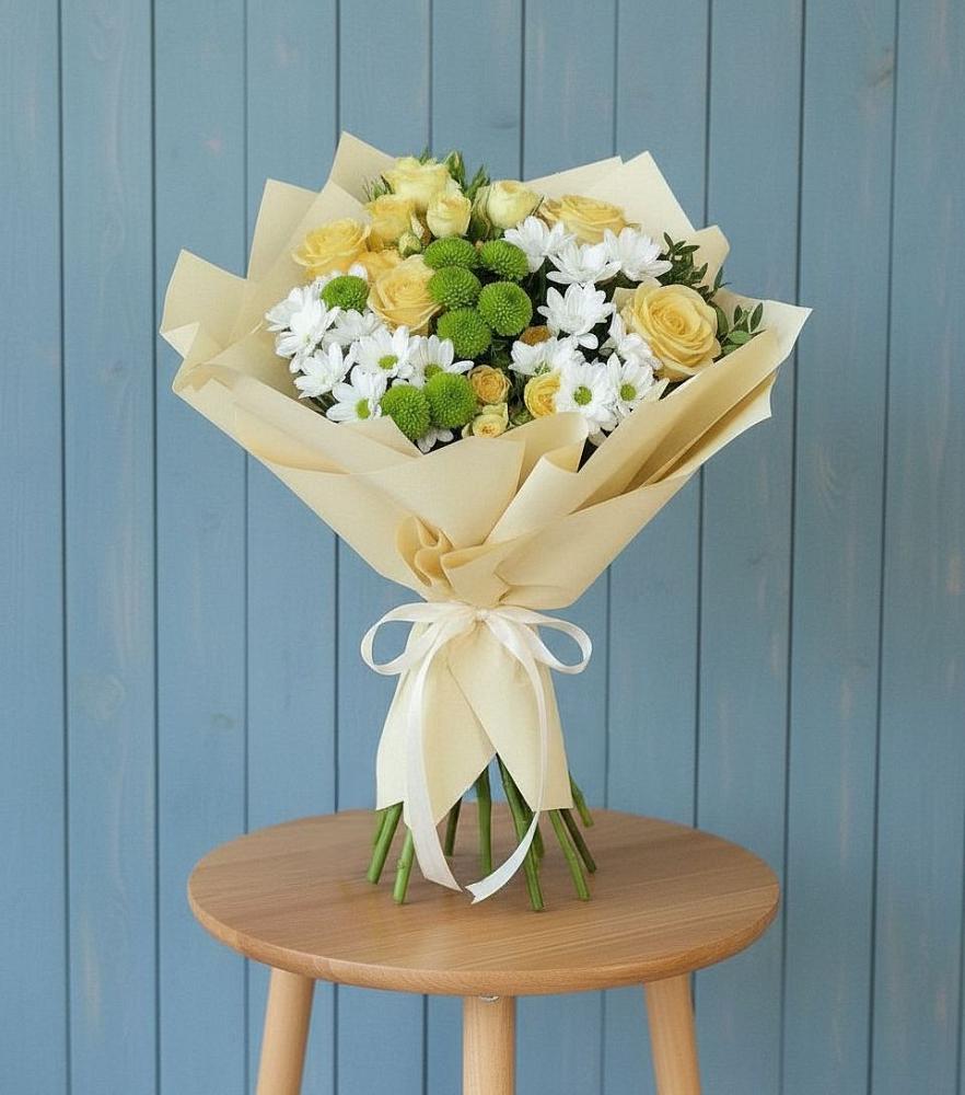 Букет цветов из: Хризантемы и Розы в Милославском