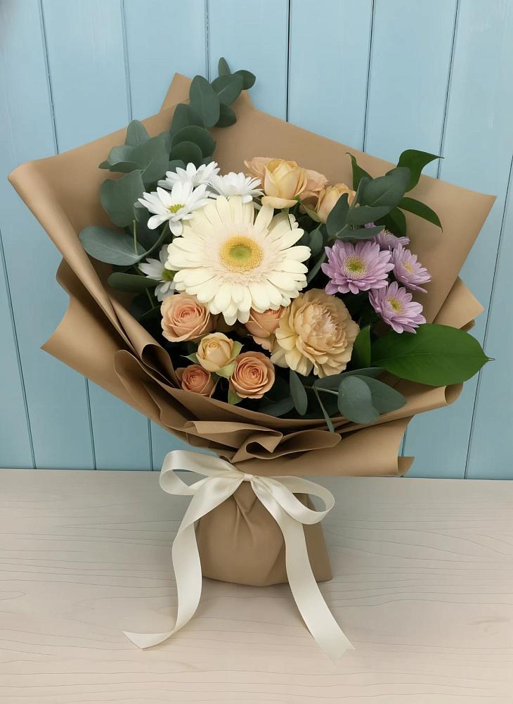 Букет цветов из: Герберы и Хризантемы в Милославском