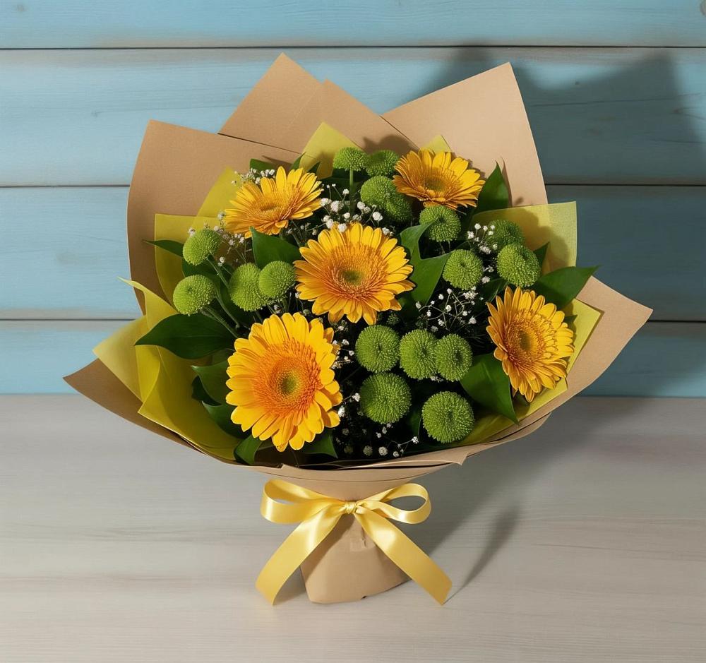 Букет цветов из: Герберы и Хризантемы в Милославском