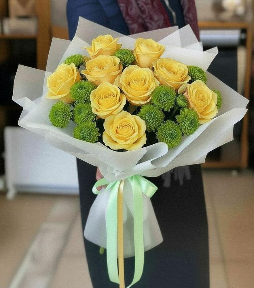 Букет цветов из: Хризантемы и Розы в Милославском