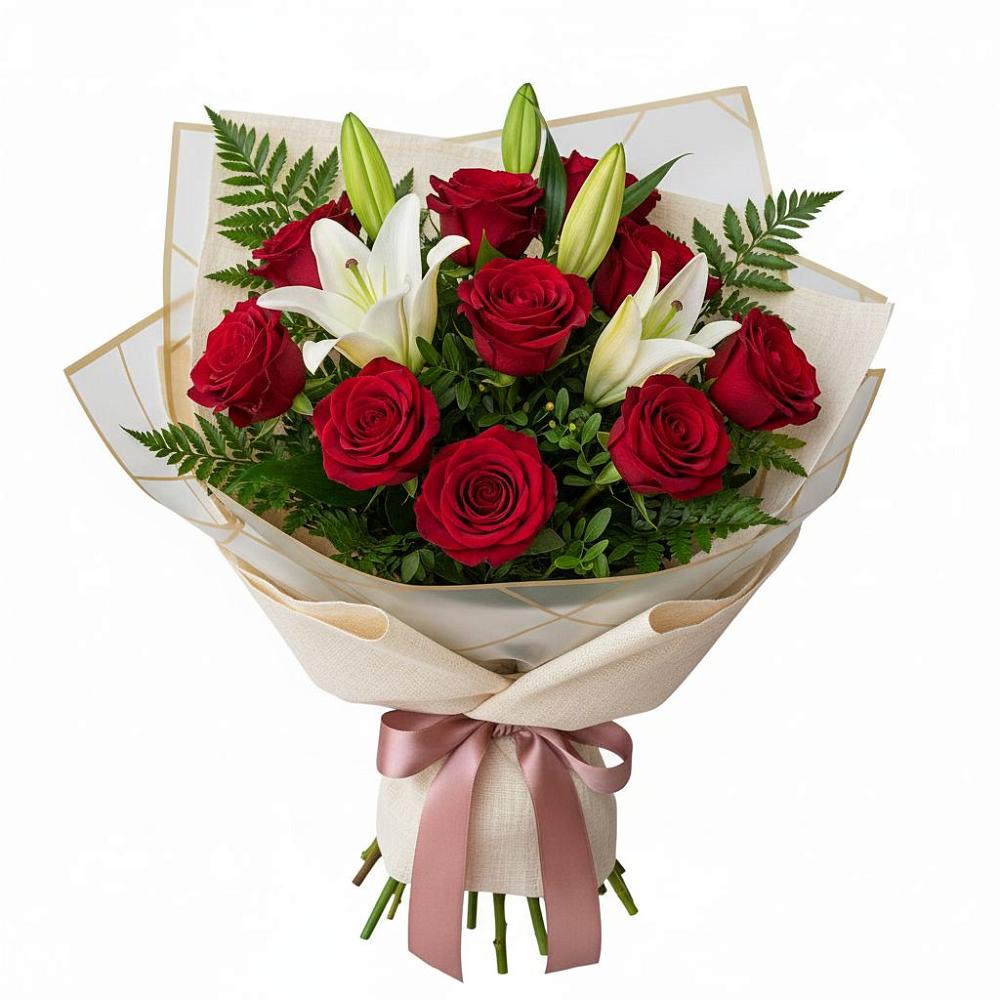 Букет цветов из: Лилии и Розы в Милославском