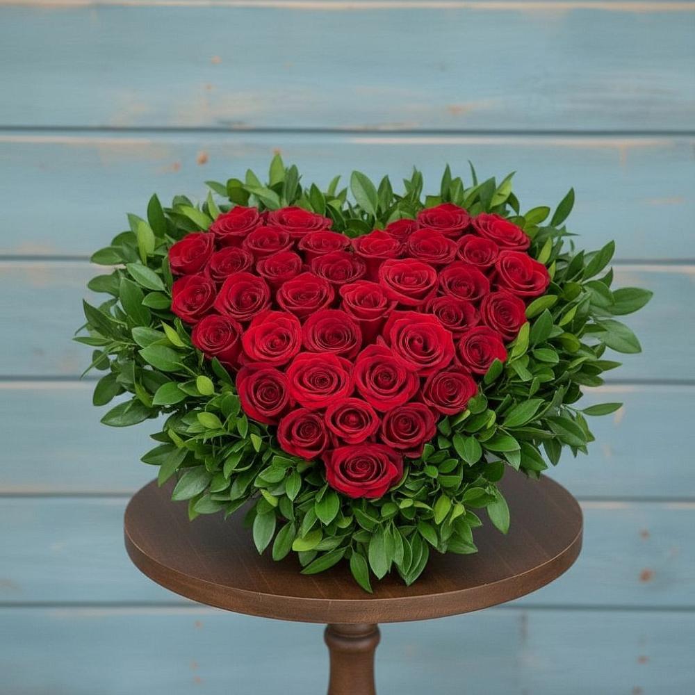 Цветочная композиция из Розы в виде сердца в Милославском