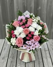 Букет цветов из:  Альстромерии, Гвоздики, Розы и Хризантемы в Милославском