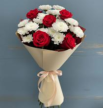 Букет цветов из:  Розы и Хризантемы в Милославском