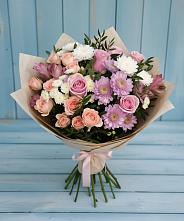 Букет цветов из:  Хризантемы, Розы и Альстромерии в Милославском