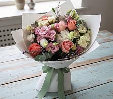 Букет цветов из:  Розы, Лизиантусы и Гвоздики в Милославском