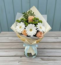 Букет цветов из:  Герберы, Розы и Хризантемы в Милославском