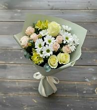 Букет цветов из:  Альстромерии, Розы и Хризантемы в Милославском