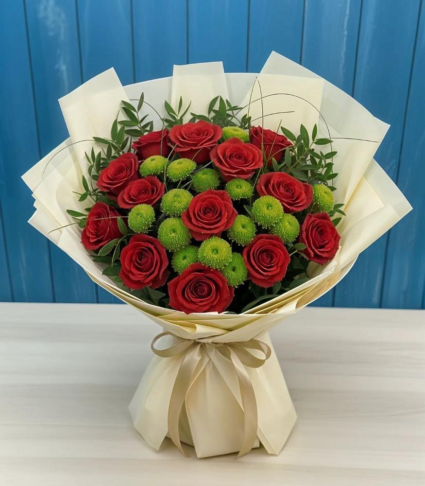 Букет цветов из: Розы и Хризантемы в Милославском