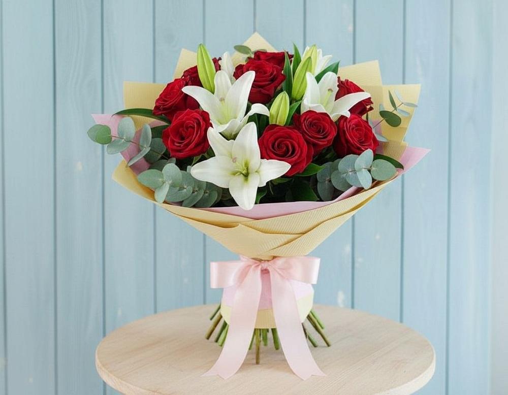 Букет цветов из: Лилии и Розы в Милославском